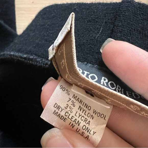 ROBERTO ROBLEDO Black Wool Blend Stirrup Pants Size Small - Picture 4 of 8